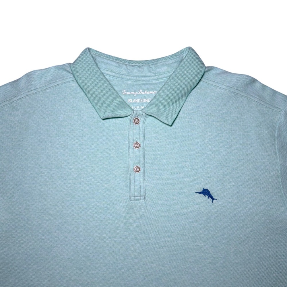 Tommy Bahama IslandZone Supima Polo Shirt Mens XXL Mint Green Cotton Marlin Logo